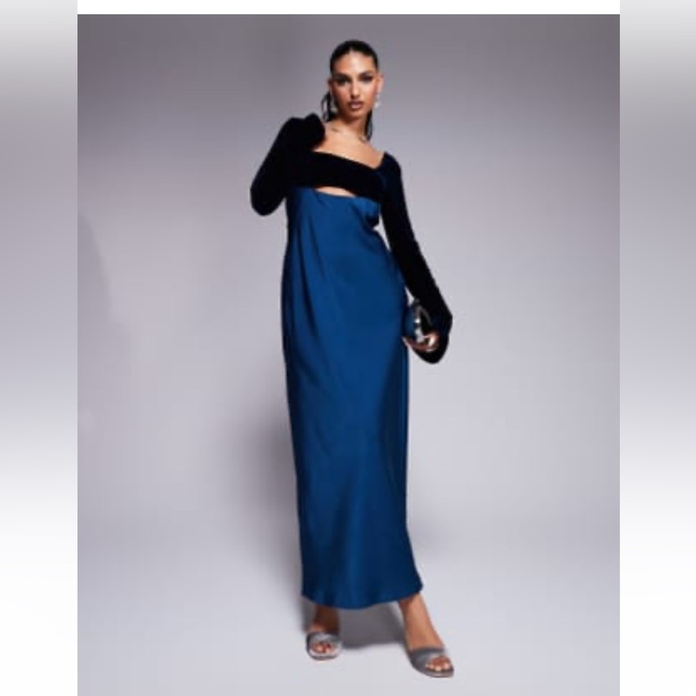 ASOS Black and Blue Long Sleeve Dress